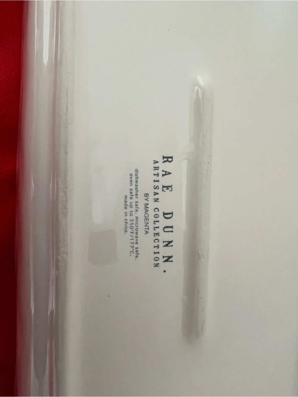 Rae Dunn Christmas GINGERBREAD Loaf Pan White With Red Lettering 9